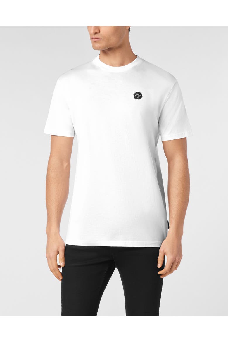 T-Shirt Round Neck Ss Strass Gothic Plein Men, Main, color, white
