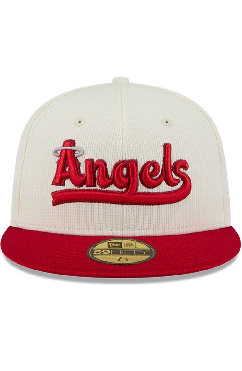 New Era Men's New Era Cream/Red Los Angeles Angels City Connect Batting Practice 59FIFTY Fitted Hat, Alternate, color, Cream