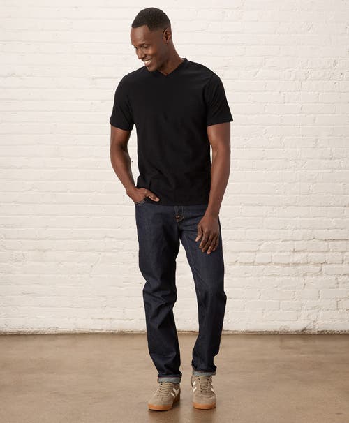 Pact Organic Cotton Featherweight Slub V-neck Tee In Black