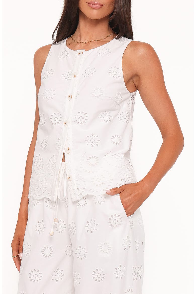Winny Eyelet Cotton Button Front Top, Alternate, color, WHITE BRODERIE