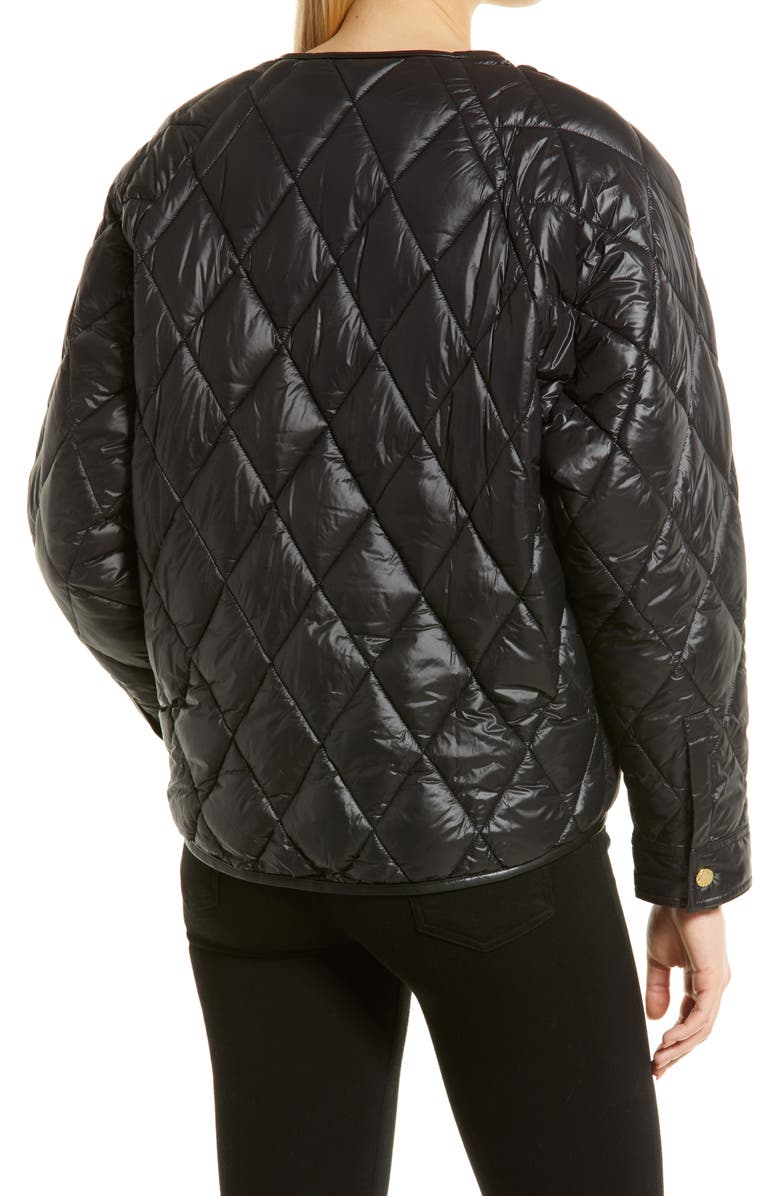 Via Spiga V-Neck Quilted Water Resistant Jacket, Alternate, color, 