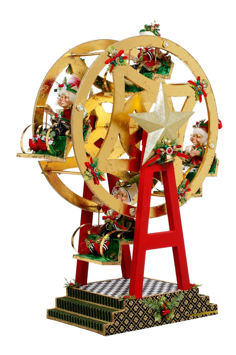 North Pole Ferris Wheel with Elf, Main, color, Gold