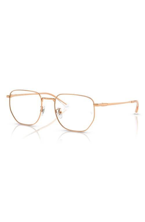 Ray Ban Ray-ban 53mm Square Optical Glasses In Rose Gold