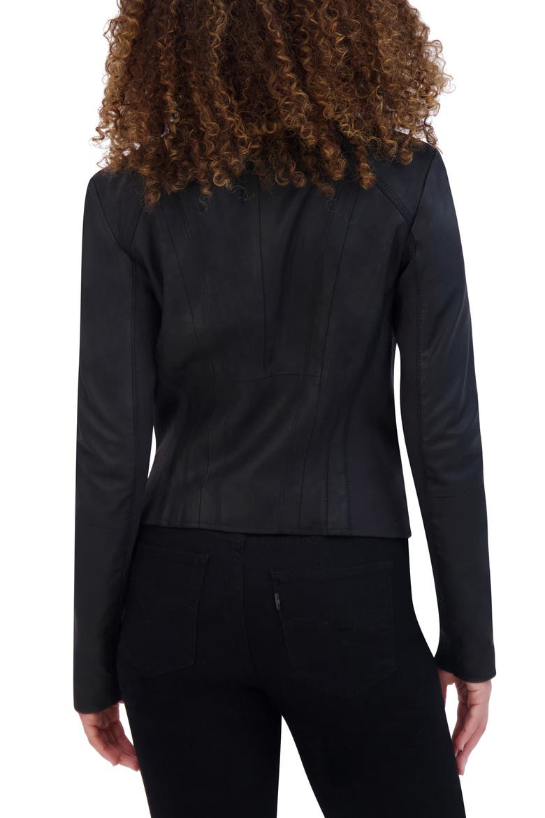 Felix Leather Crop Moto Jacket, Alternate, color, BLACK