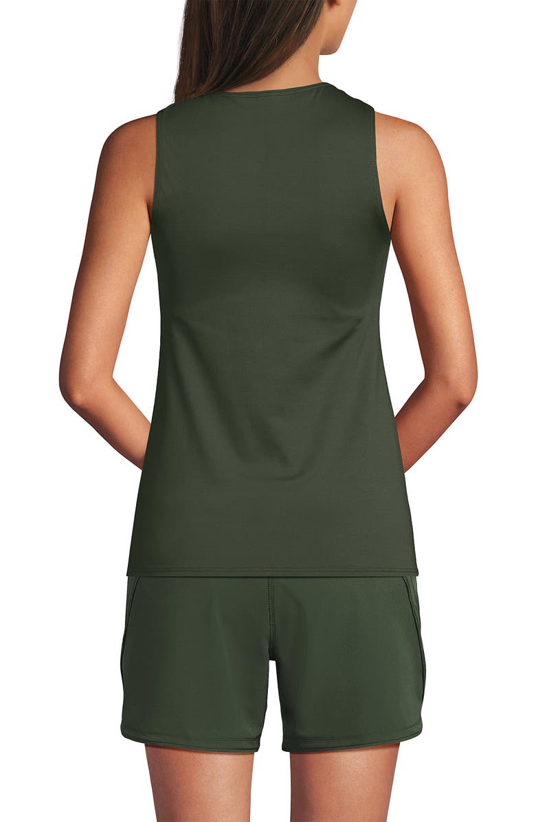 Lands' End D-Cup High Neck UPF 50 Sun Protection Modest Tankini Swimsuit Top, Alternate, color, Rich Olive Green