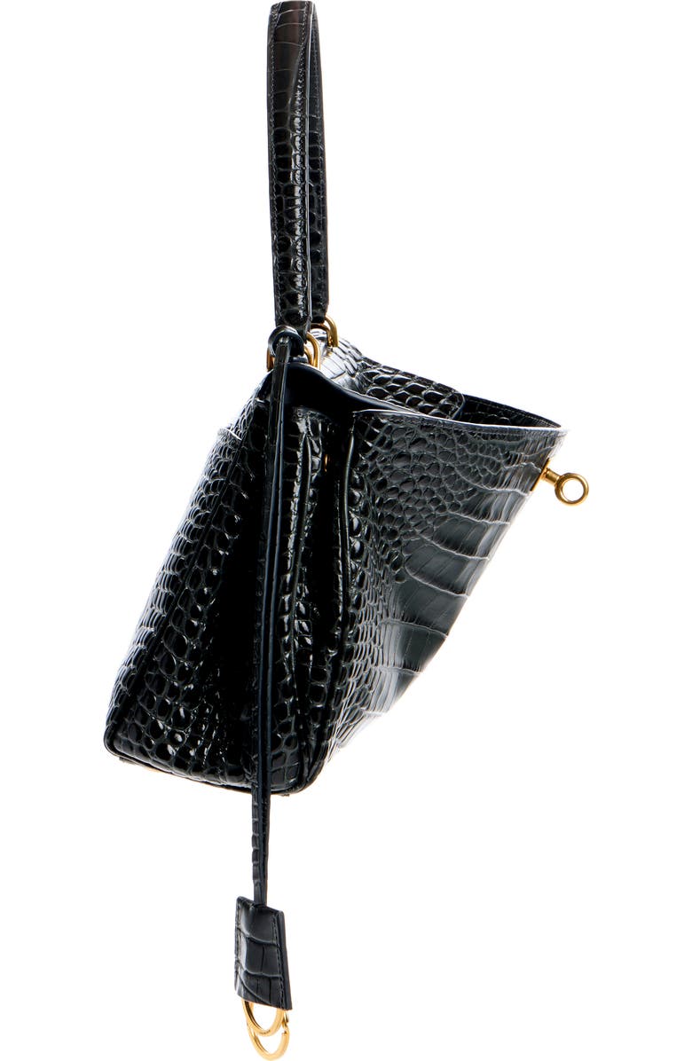 Balenciaga Rodeo Croc Embossed Leather Handbag, Alternate, color, 1000 Black