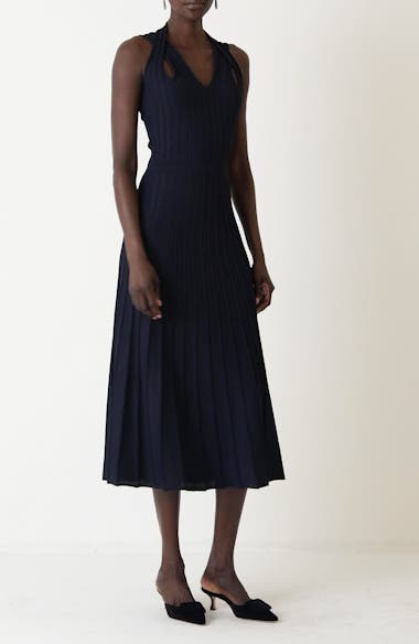 ST. JOHN Diagonal Knit Fit & Flare Dress | Nordstrom