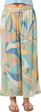 O'Neill Rosalie Butterfly Print Wide Leg Ankle Pants