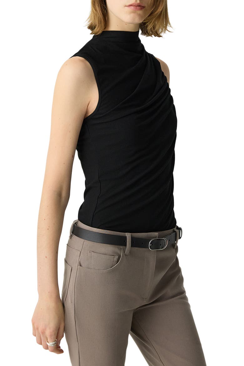 Cowl Neck Shell, Alternate, color, BLACK