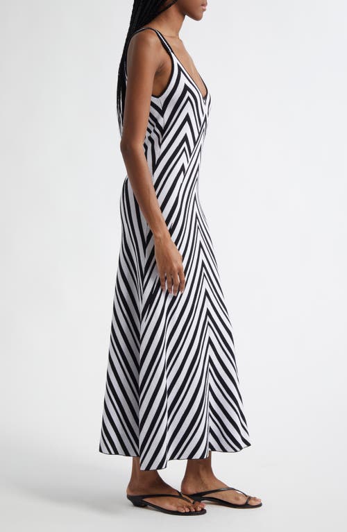 Farm Rio Chevron Stripe Sweater Dress In Black And White