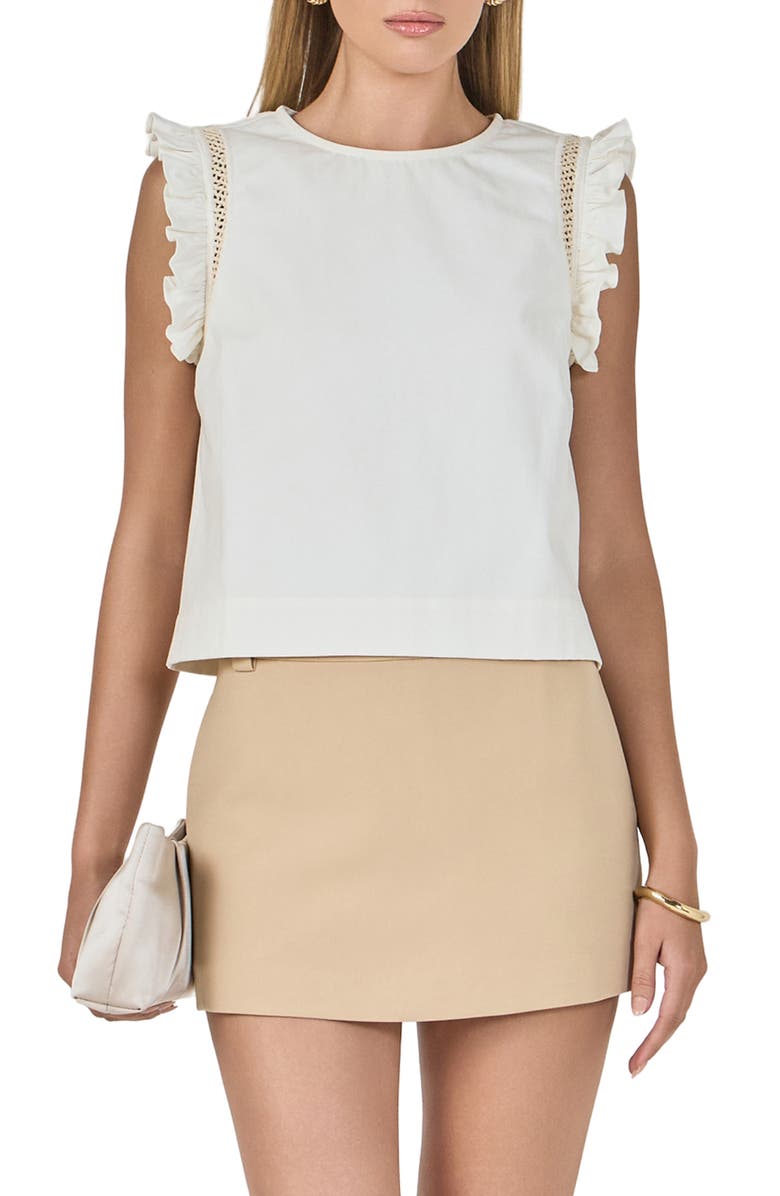 Endless Rose Embroidered Detail Cotton Top, Main, color, Cream