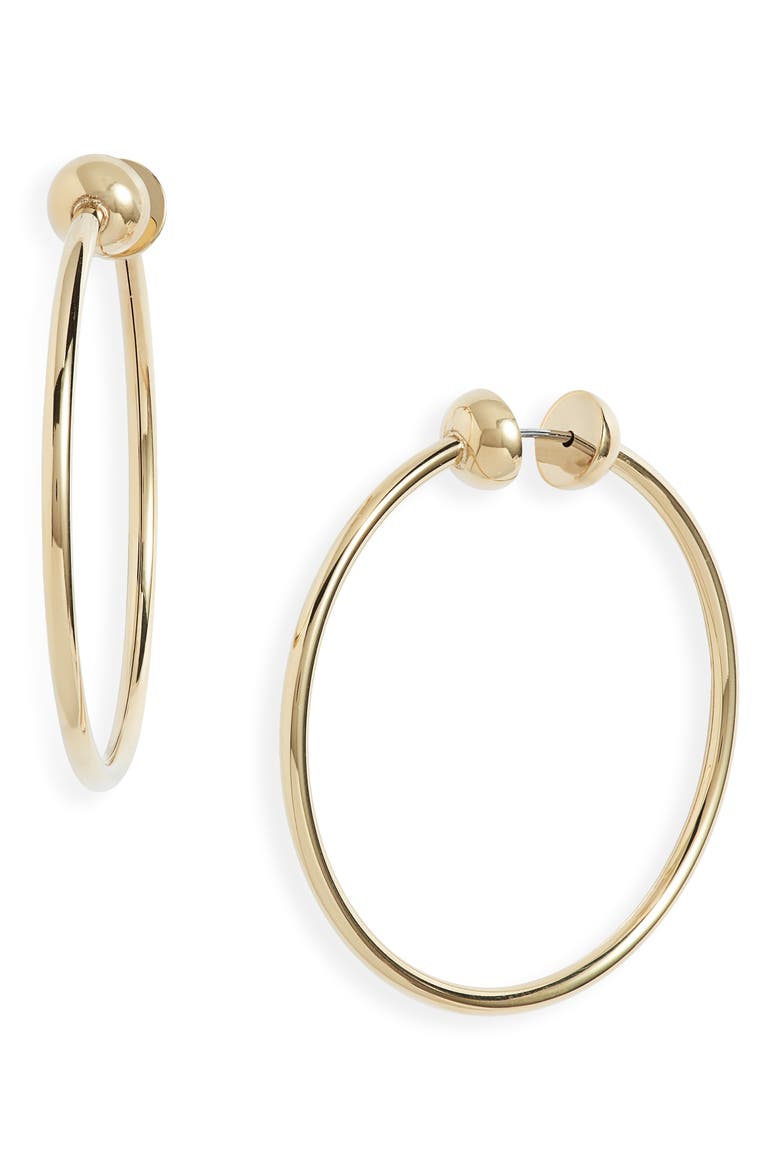Small Icon Hoop Earrings, Main, color, HIGH POLISH GOLD