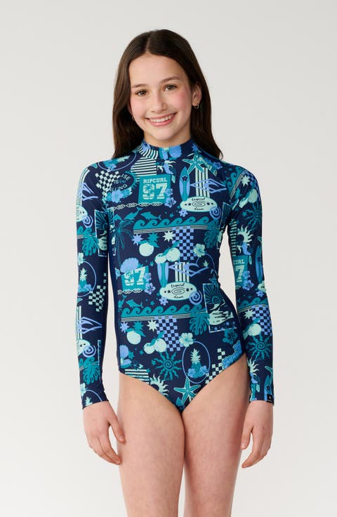 Kids' Costa del Sol Long Sleeve One-Piece Swimsuit