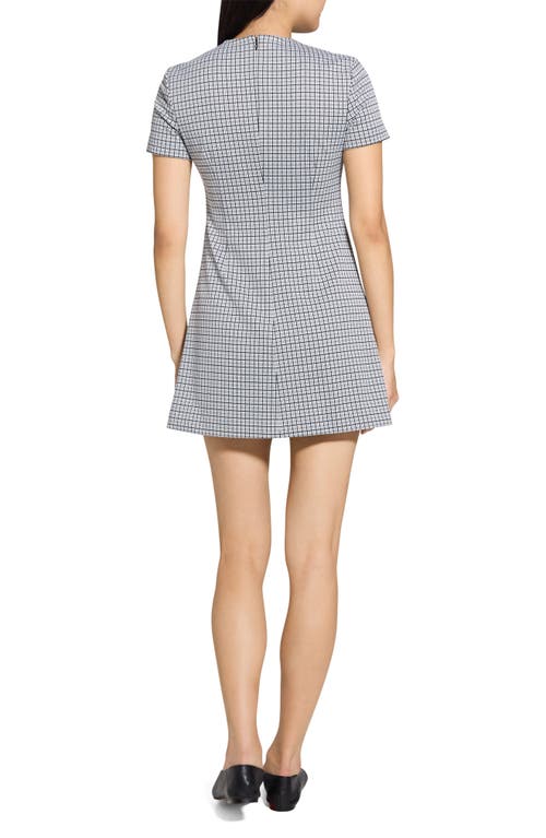 Theory Short-sleeve A-line Mini Dress In Fog Multi