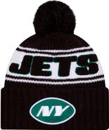New Era Men's New Era Black New York Jets 2024 Sideline Cuffed Knit Hat with Pom