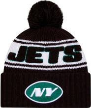 New Era Men's New Era Black New York Jets 2024 Sideline Cuffed Knit Hat with Pom