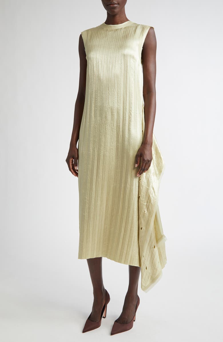 Jason Wu Collection Stripe Sleeveless Crinkled Satin Shift Dress, Main, color, Pistachio