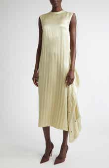 Jason Wu Collection Stripe Sleeveless Crinkled Satin Shift Dress
