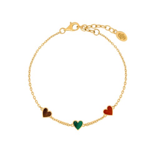 Karma And Luck Heart Desire Multi Stone Heart Bracelet In Gold