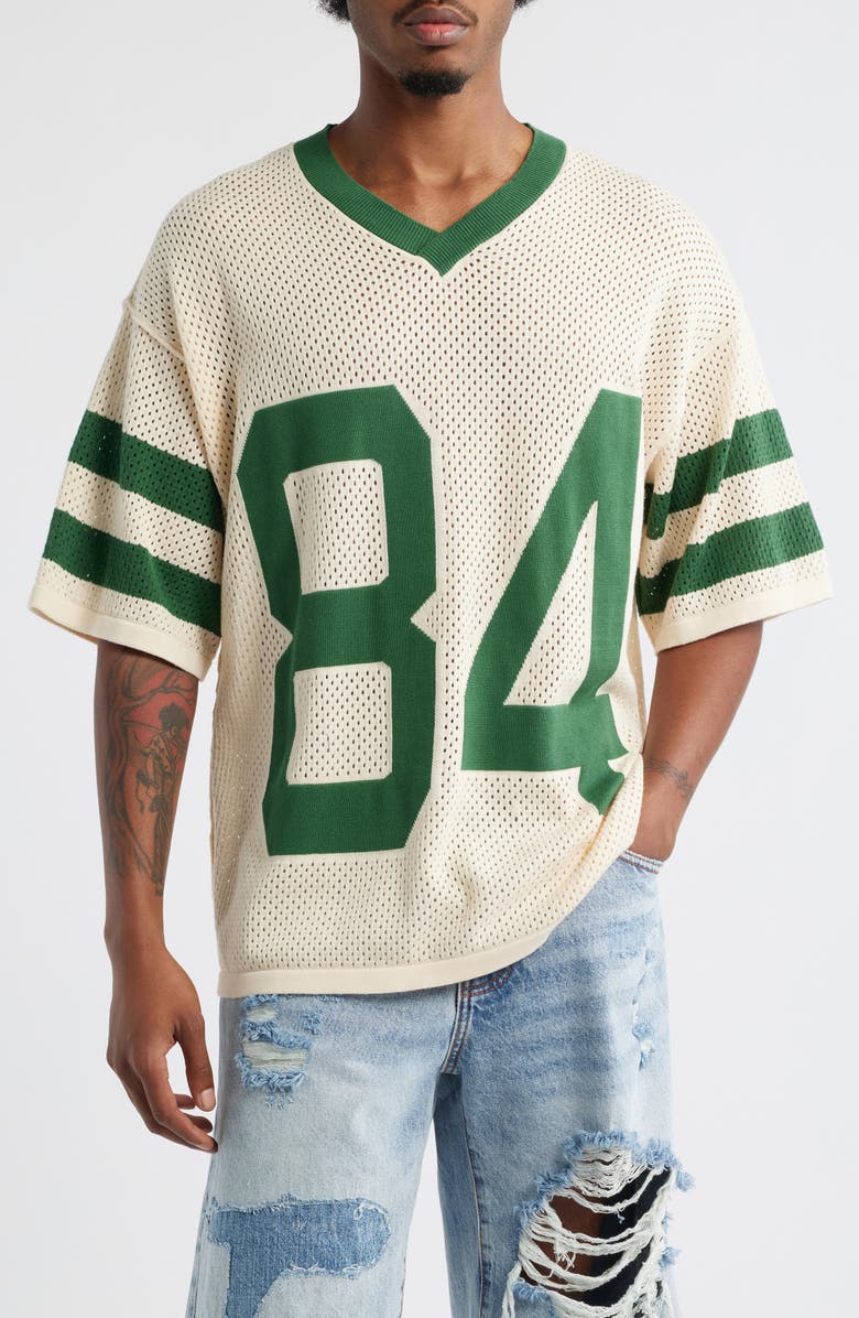 DIET STARTS MONDAY Knit Mesh Jersey, Main, color, Cream/ Green