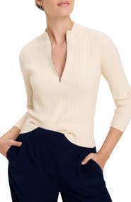 nz BY NIC AND ZOE Rib Quarter Zip Pullover Sweater