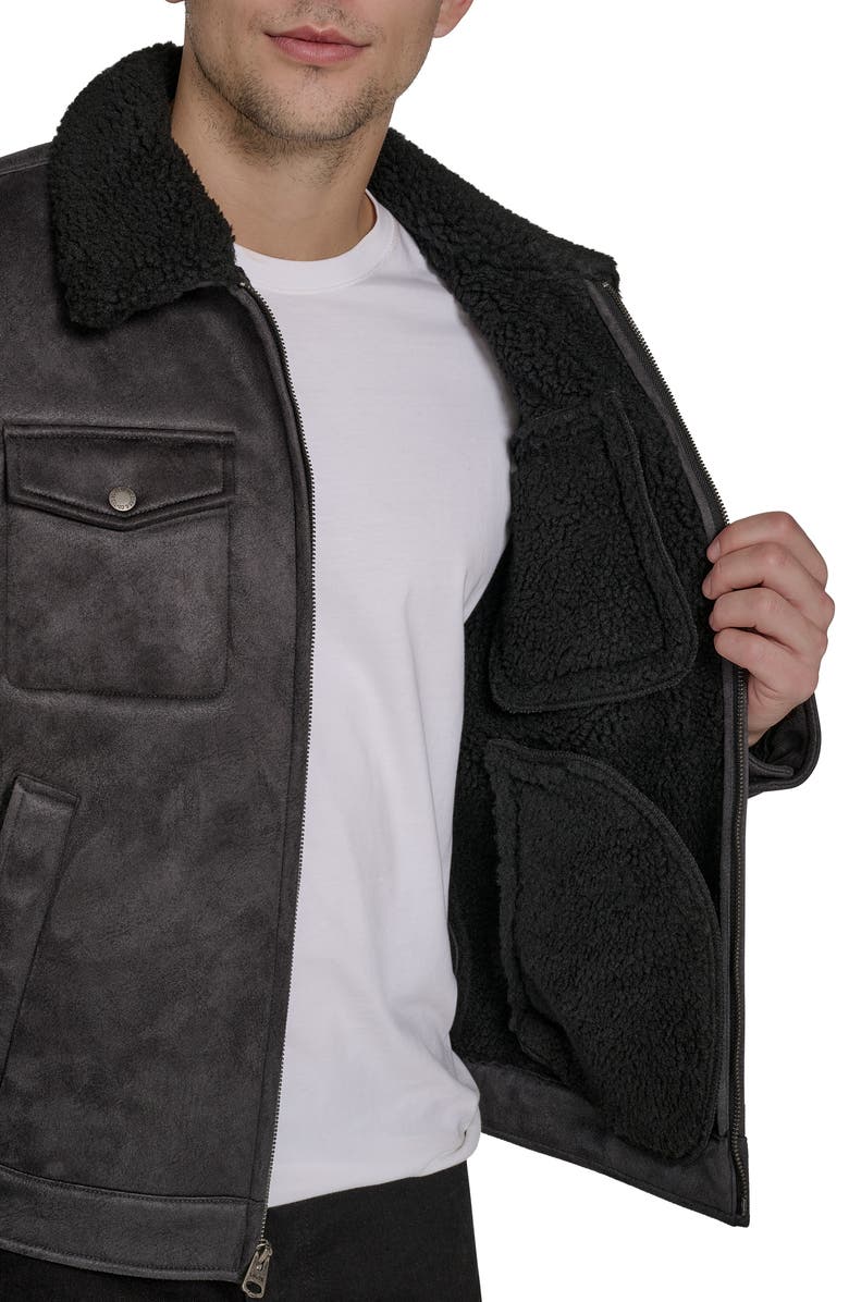 Levi's Faux Shearling Lined Trucker Jacket, Alternate, color, Black