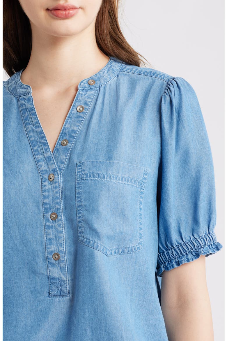 Lowen Short Sleeve Chambray Top, Alternate, color, MEDIUM WASH