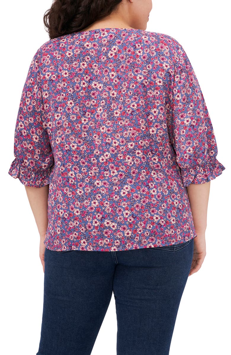 CeCe Bloom Print Ruffle Top, Alternate, color, 