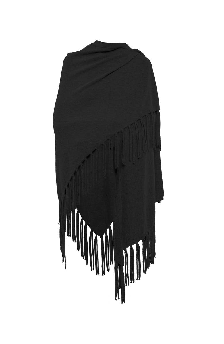 Monticelli Cashmere Women's Pure Cashmere Fringe Wrap, Main, color, Black