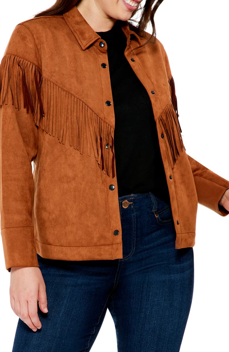NIC+ZOE Fall Faux Suede Fringe Jacket, Main, color,