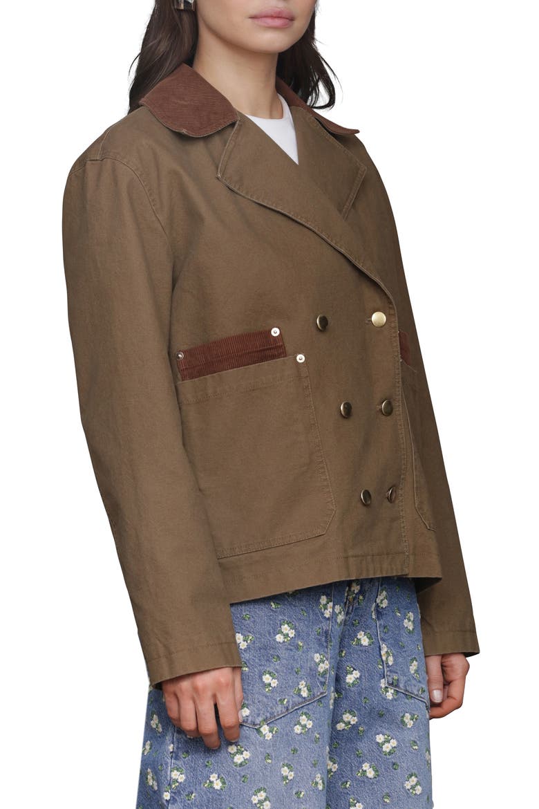 Cotton Twill Heritage Peacoat, Alternate, color, THYME