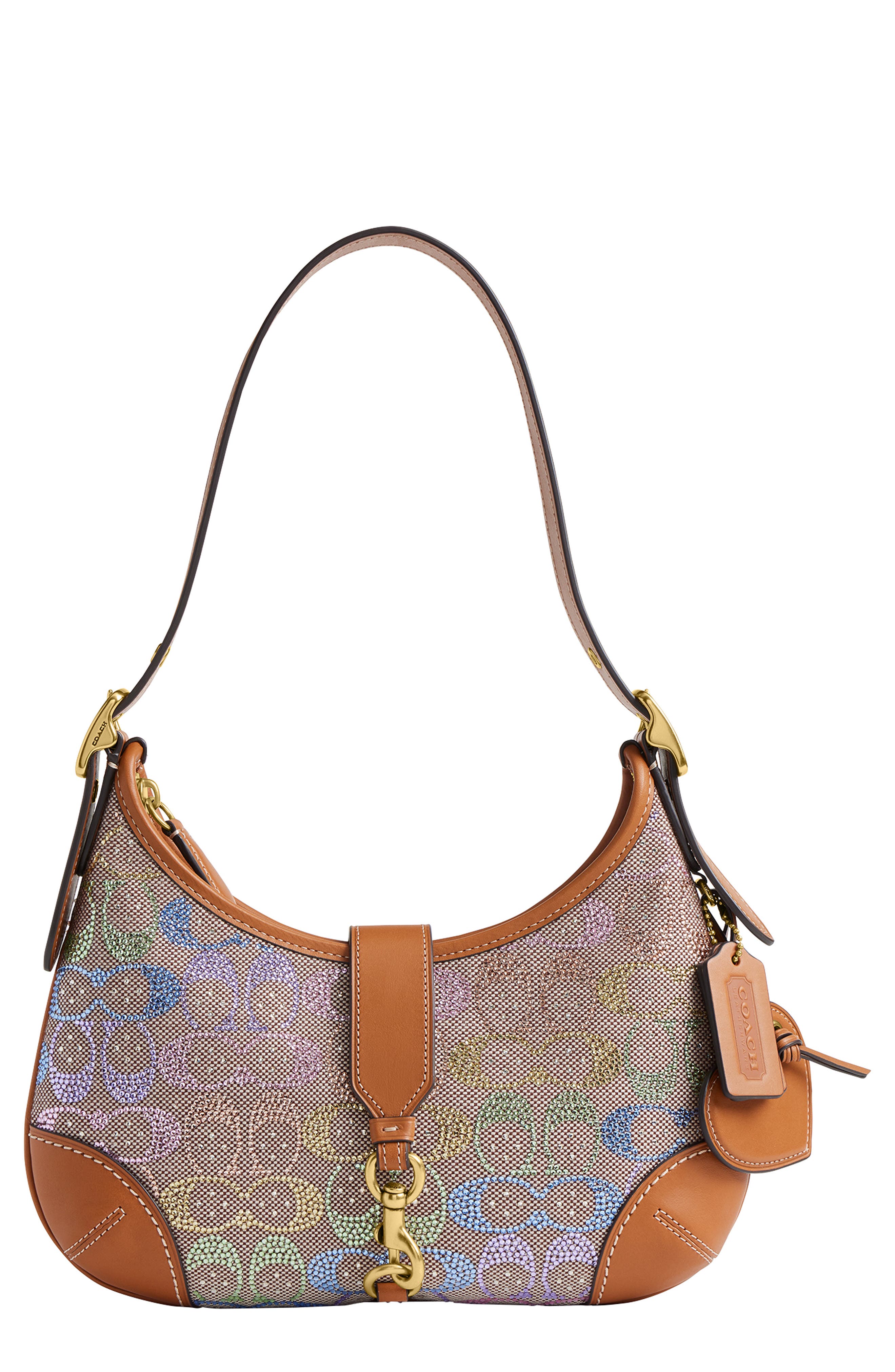 COACH Hamptons Signature Crystal Jacquard Hobo Bag, Main, color, B4/ Rainbow Multi