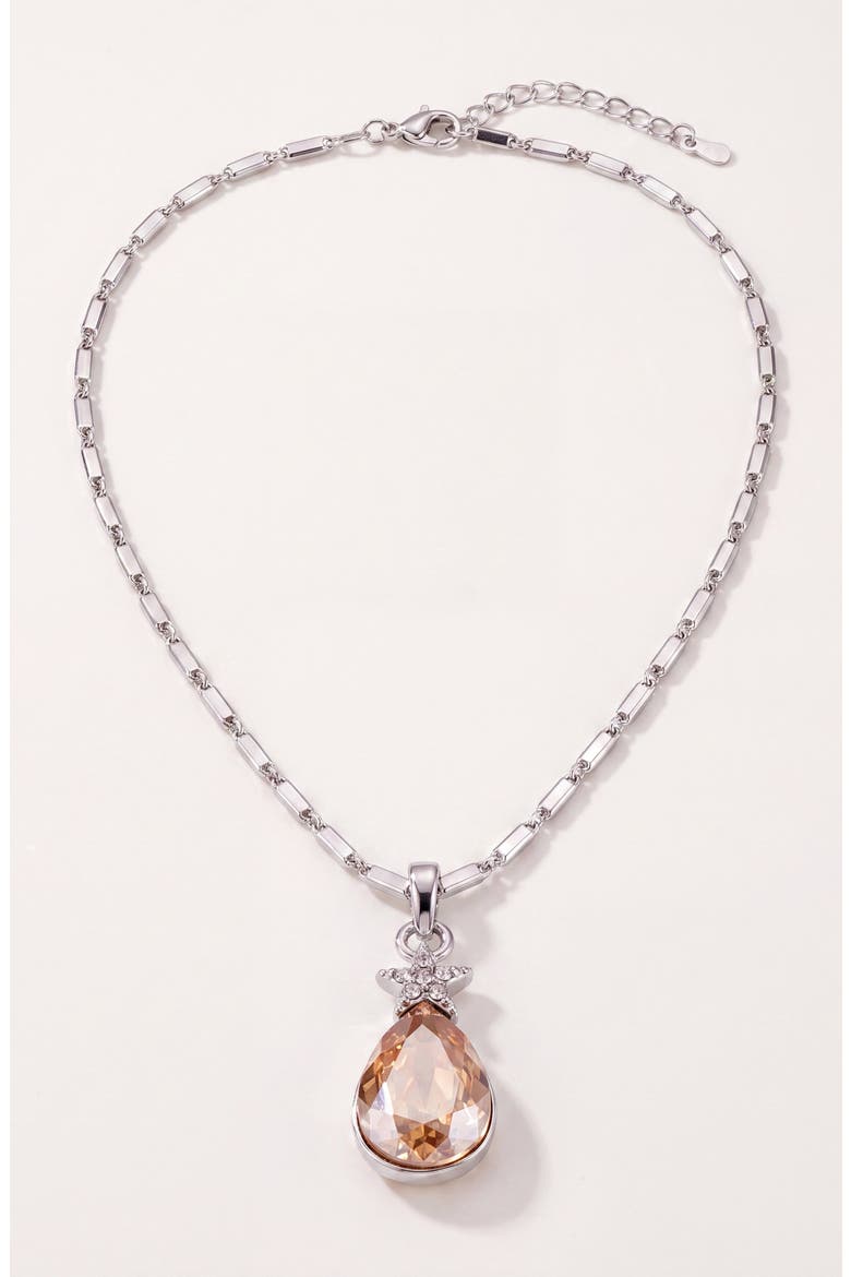 Topaz Teardrop Star Pendant Necklace, Main, color, Silver
