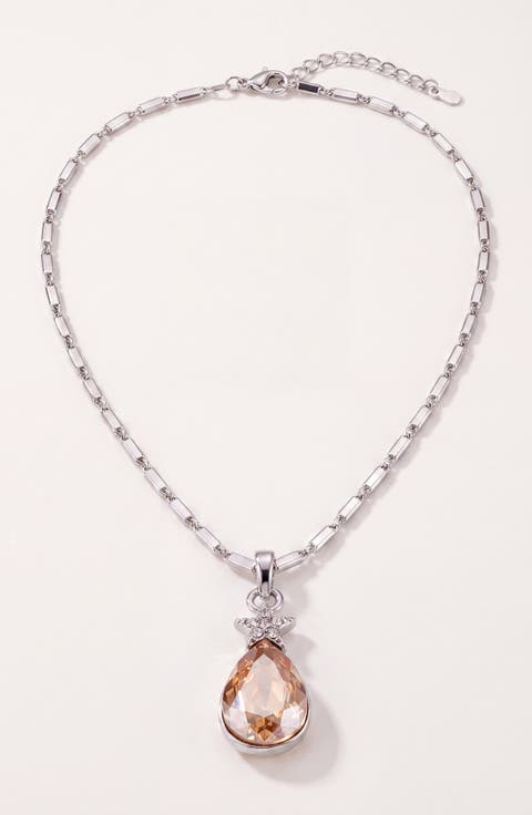 Topaz Teardrop Star Pendant Necklace