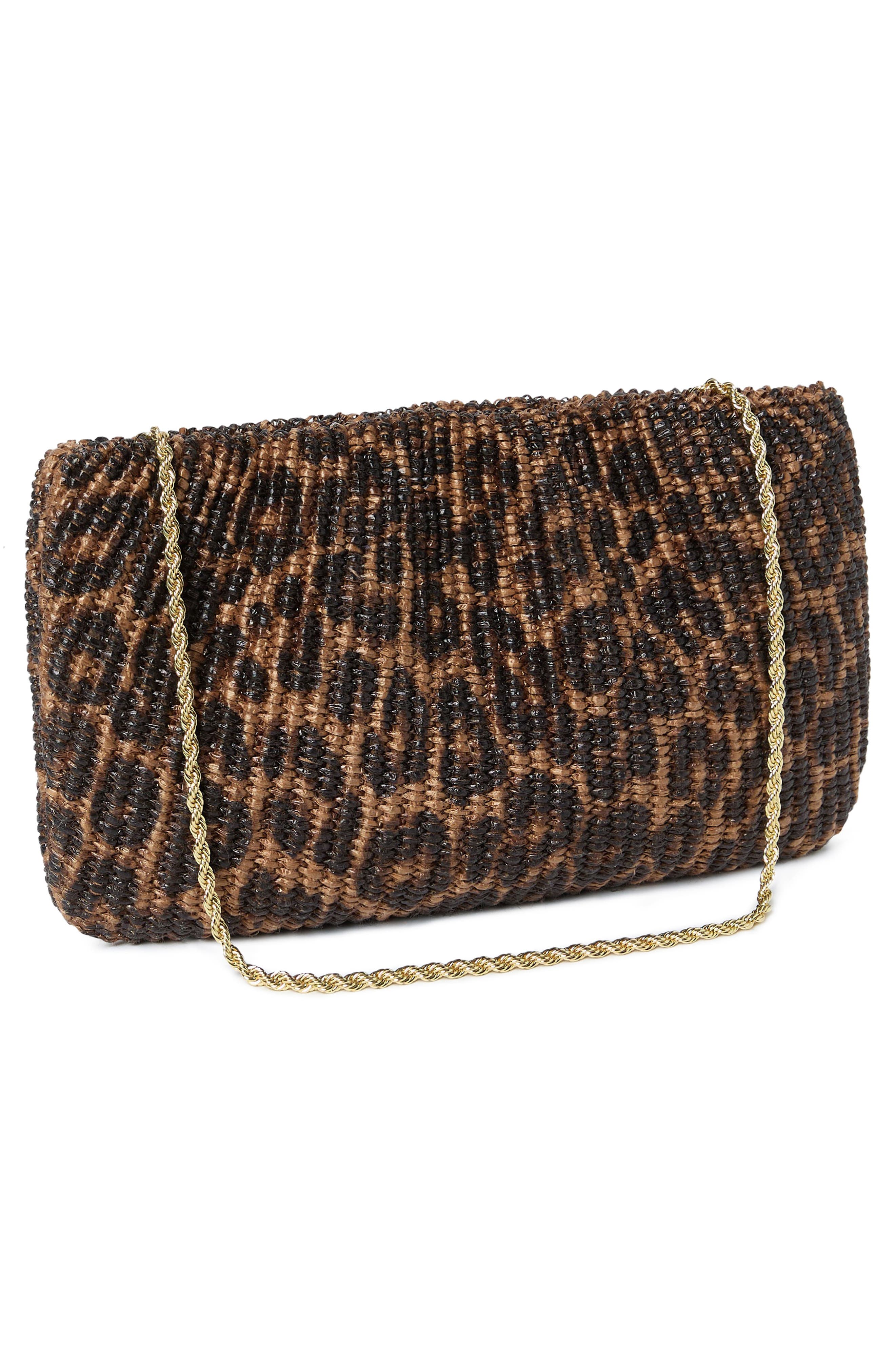 Loeffler Randall Serena Gathered Clutch, Alternate, color, Leopard