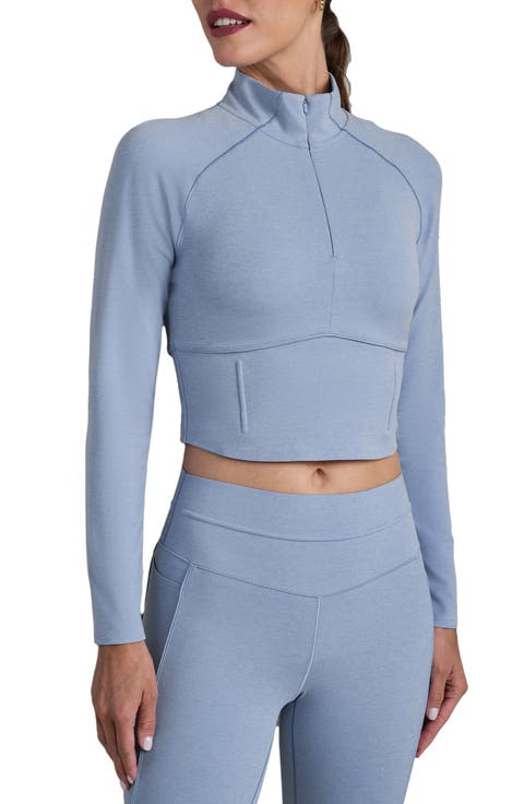 Heather Revive Crop Quarter Zip Top