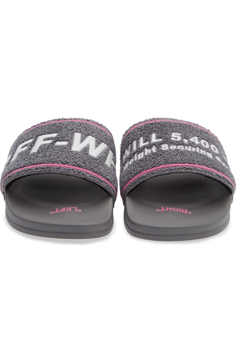 Off-White Towel Embroidered Slide Sandal, Alternate, color,