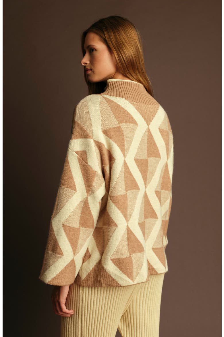 Troy Mock Neck Sweater, Alternate, color, BEIGE WITH ECRU
