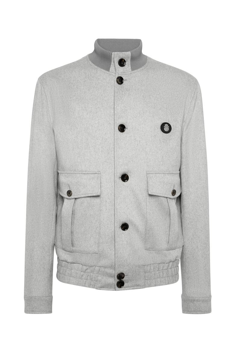Cashmere Wool Bomber Jacket Men, Main, color, grey