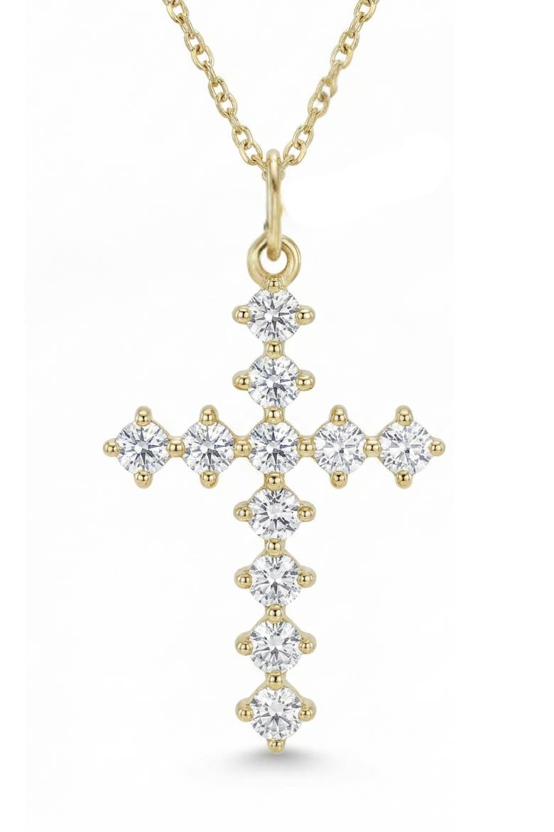 Cubic Zirconia Cross Pendant Necklace, Main, color, GOLD