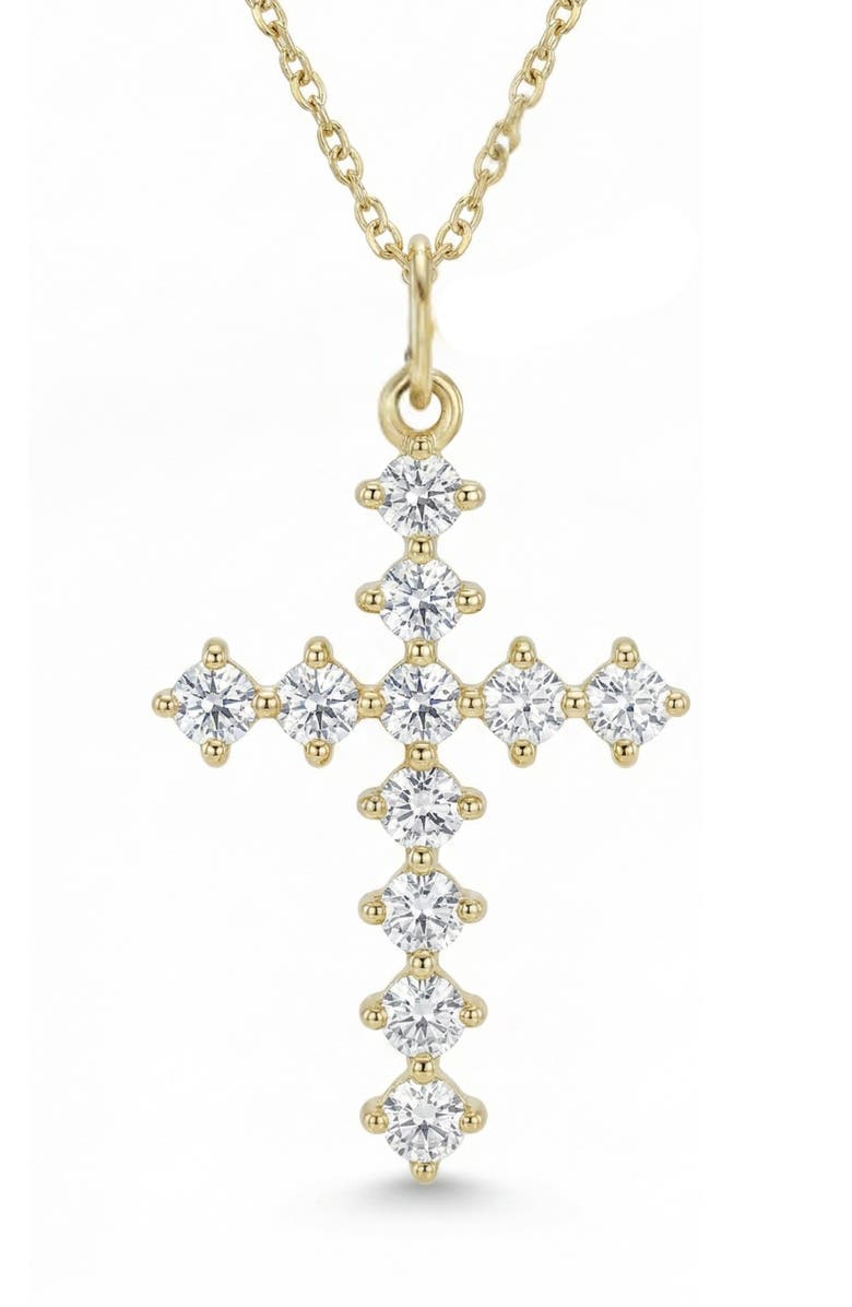 ARGENTO VIVO Cubic Zirconia Cross Pendant Necklace, Main, color, 