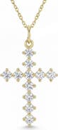 Argento Vivo Sterling Silver Cubic Zirconia Cross Pendant Necklace