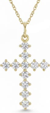 Argento Vivo Sterling Silver Cubic Zirconia Cross Pendant Necklace