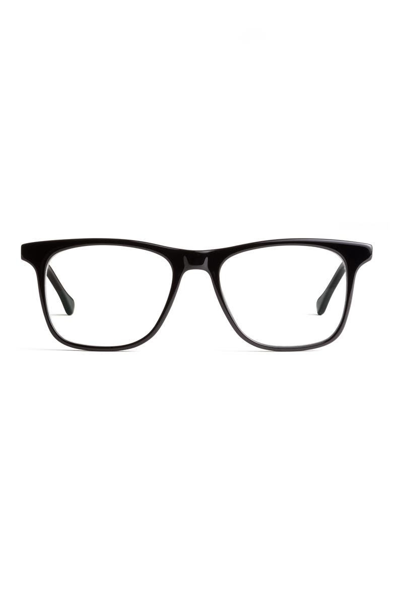 Jemison 52mm Square Blue Light Blocking Glasses, Main, color, BLACK/ CLEAR