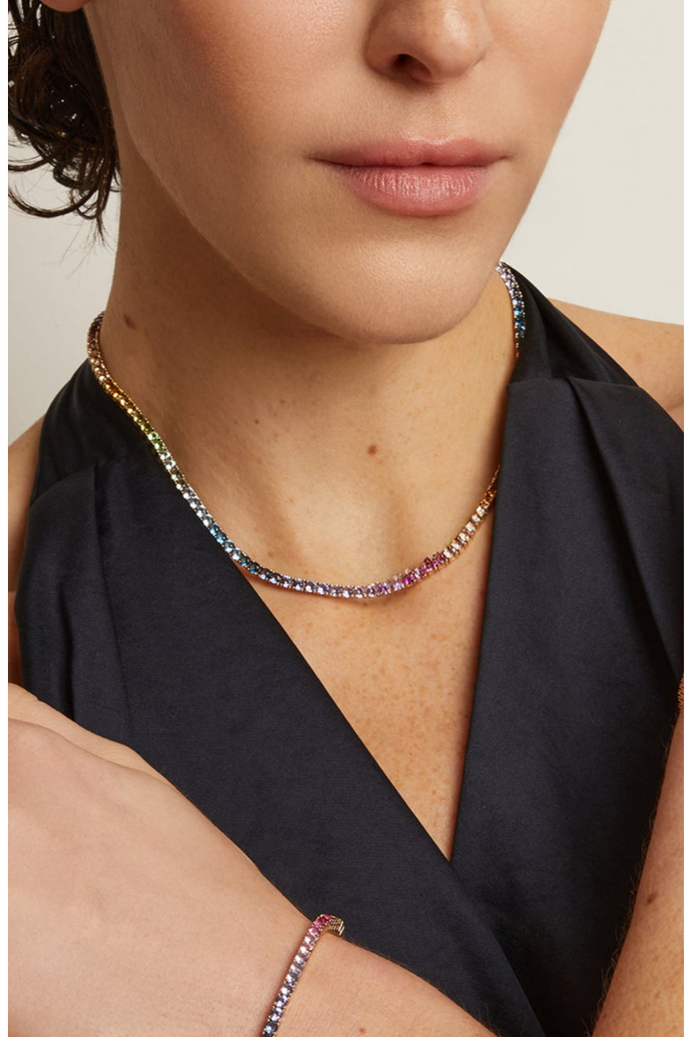 Ombré Rainbow Tennis Necklace, Alternate, color, Ombré Rainbow