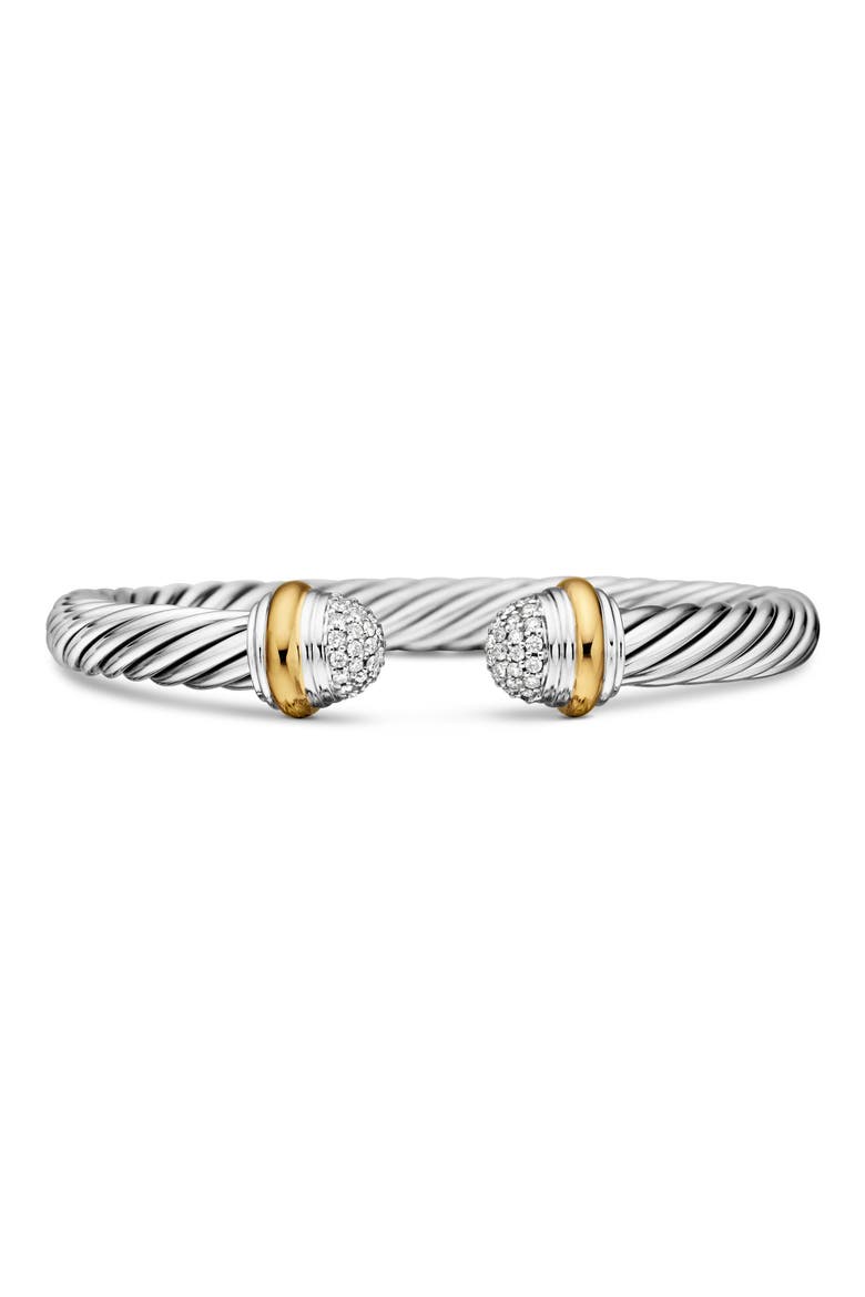 Cable Classics Bracelet with Diamonds and 18K Gold, 7mm, Main, color, SILVER WITH 18K GOLD/DIAMOND
