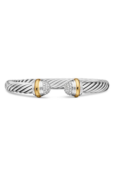 Cable Classics Bracelet with Diamonds and 18K Gold, 7mm