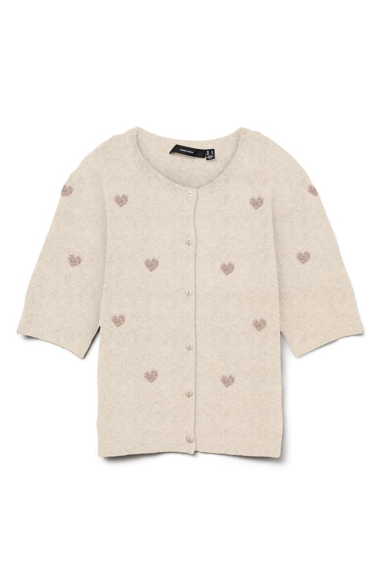 VERO MODA Offy Intarsia Cardigan, Alternate, color, Birch Detail Moon Rock Hearts