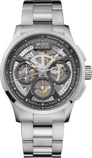 MIDO Multifort Skeleton Chronograph Automatic Bracelet Watch, 43mm