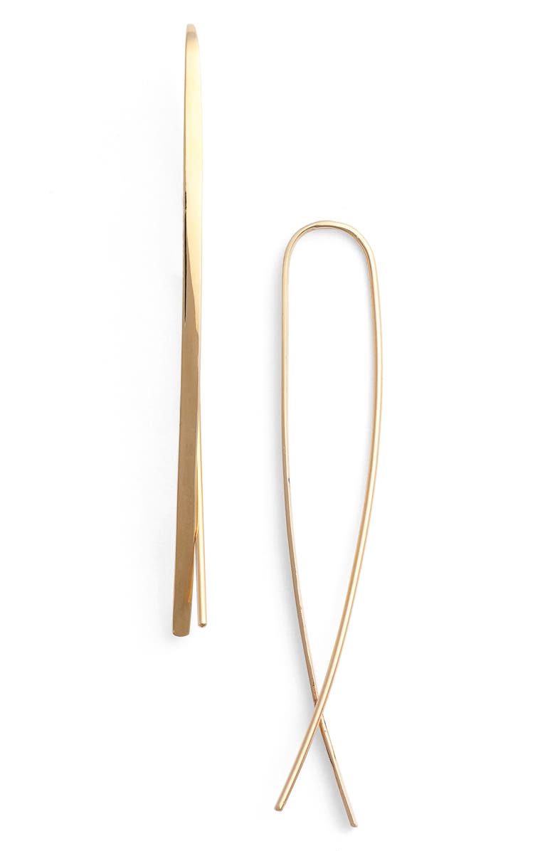 LANA Mini Narrow Flat Upside Down Hoop Earrings, Alternate, color, 